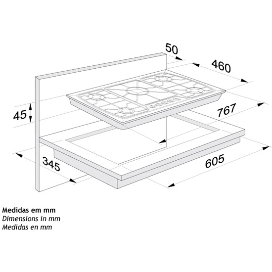 Cooktop 5 Bocas Embutir 49439602 Fischer Colombo