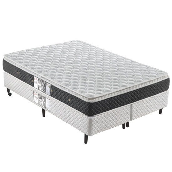 Colch�o Casal de Mola Castor - Black Visco Bonnel - 158x25 