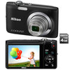 C�mera Digital Nikon Coolpix S2600 Preta 14 MP + Cart�o de 4GB + Filma em HD