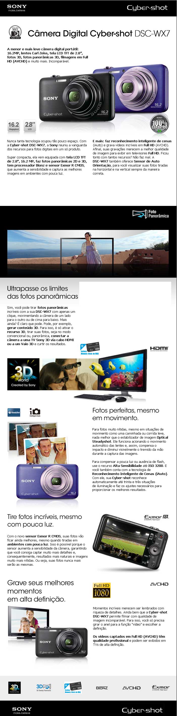 C&acirc;mera Digital Sony WX7